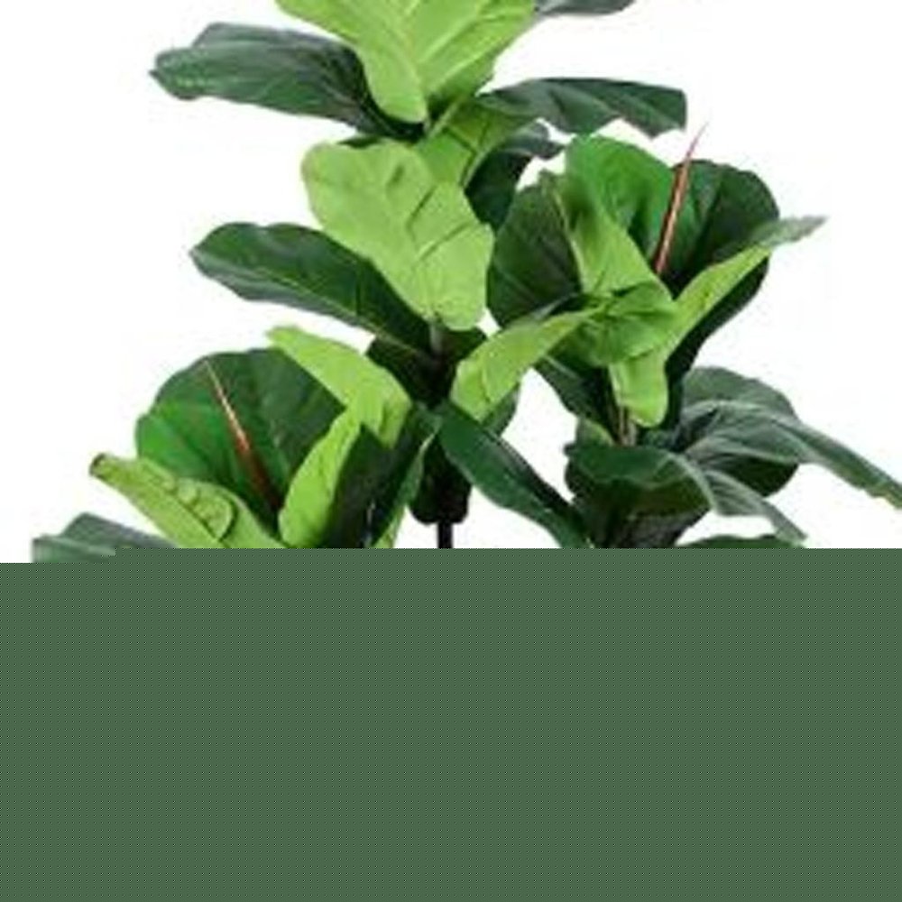 7" Green Artificial Fiddle Leaf In Cylindrical Black Cement Pot HomeRoots