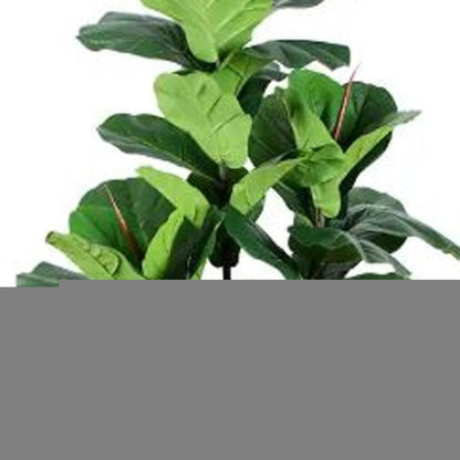 7" Green Artificial Fiddle Leaf In Cylindrical Black Cement Pot HomeRoots