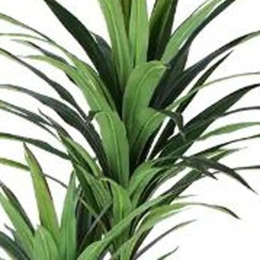 7" Green Artificial Yucca In Cylindrical Black Cement Pot HomeRoots