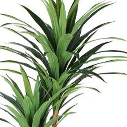 7" Green Artificial Yucca In Cylindrical Black Cement Pot HomeRoots