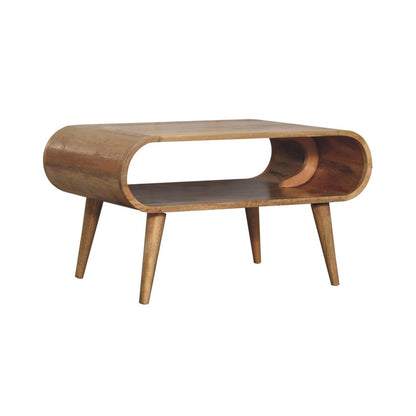 32" Oak Solid Wood Coffee Table With Shelf HomeRoots