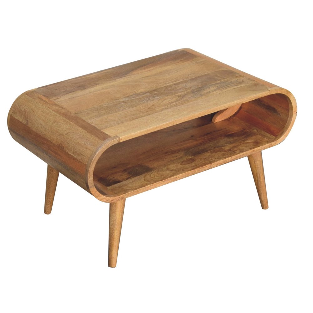 32" Oak Solid Wood Coffee Table With Shelf HomeRoots