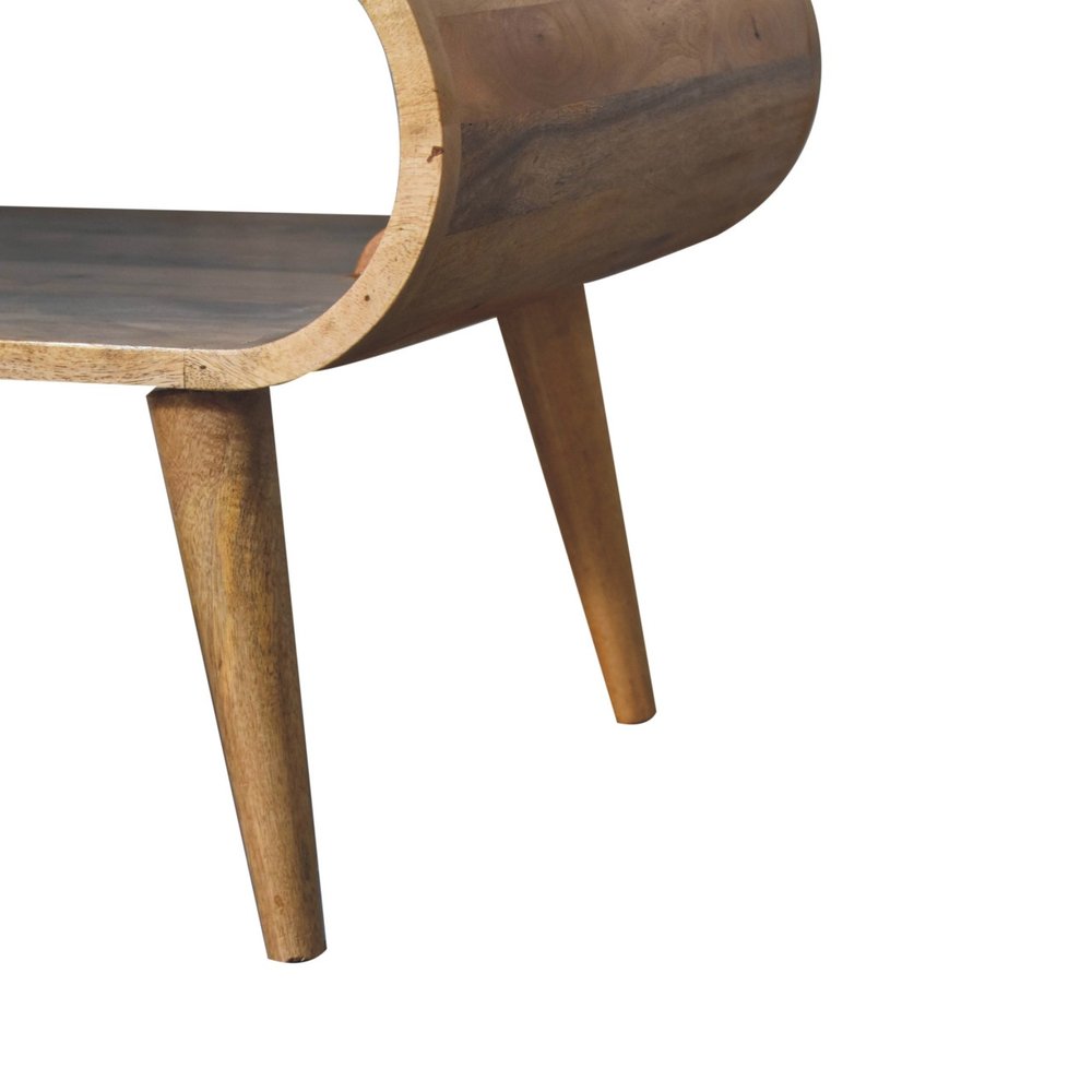 32" Oak Solid Wood Coffee Table With Shelf HomeRoots