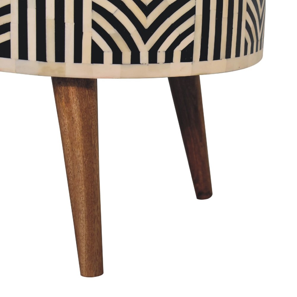 32" Black Bone and Oak Bone Inlay and Solid Wood Oval Coffee Table With Two Drawers HomeRoots
