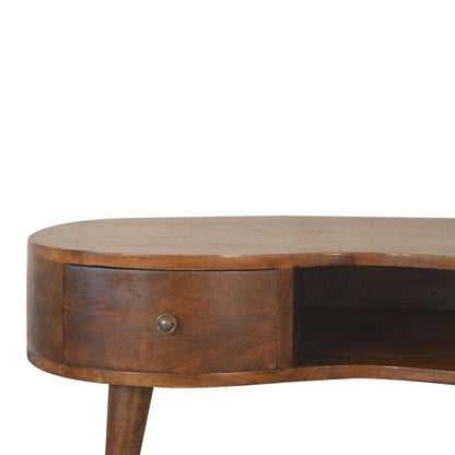 32" Chestnut Solid Wood Free Form Coffee Table With Drawer HomeRoots