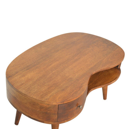 32" Chestnut Solid Wood Free Form Coffee Table With Drawer HomeRoots