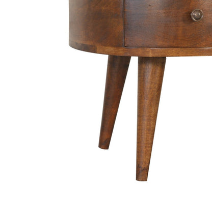 32" Chestnut Solid Wood Free Form Coffee Table With Drawer HomeRoots