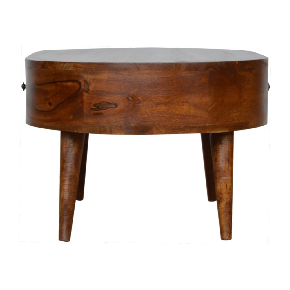 34" Chestnut Solid Wood Oval Coffee Table With Two Drawers HomeRoots