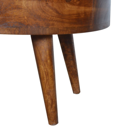 34" Chestnut Solid Wood Oval Coffee Table With Two Drawers HomeRoots
