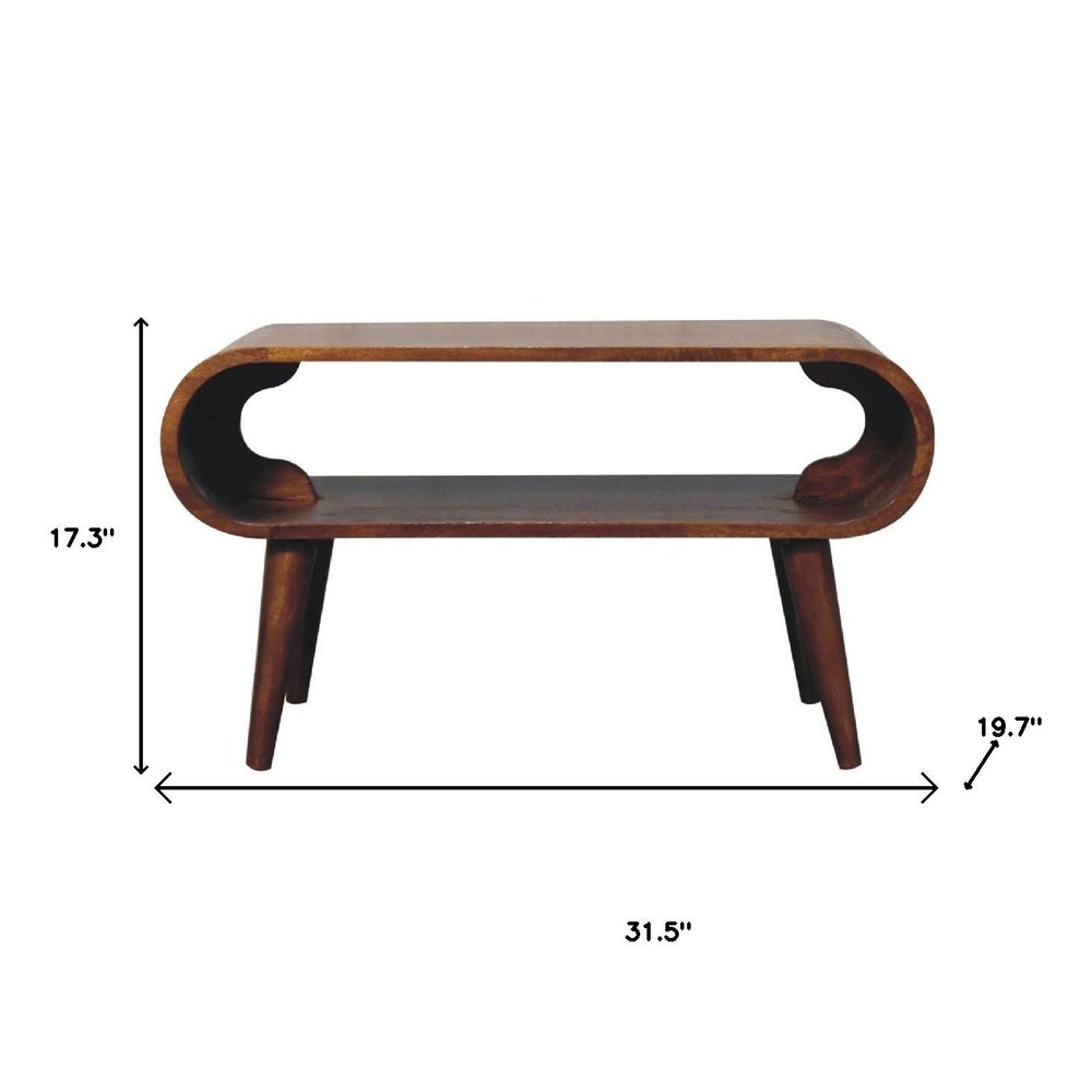 32" Chestnut Solid Wood Coffee Table With Shelf HomeRoots