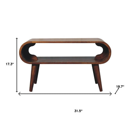 32" Chestnut Solid Wood Coffee Table With Shelf HomeRoots