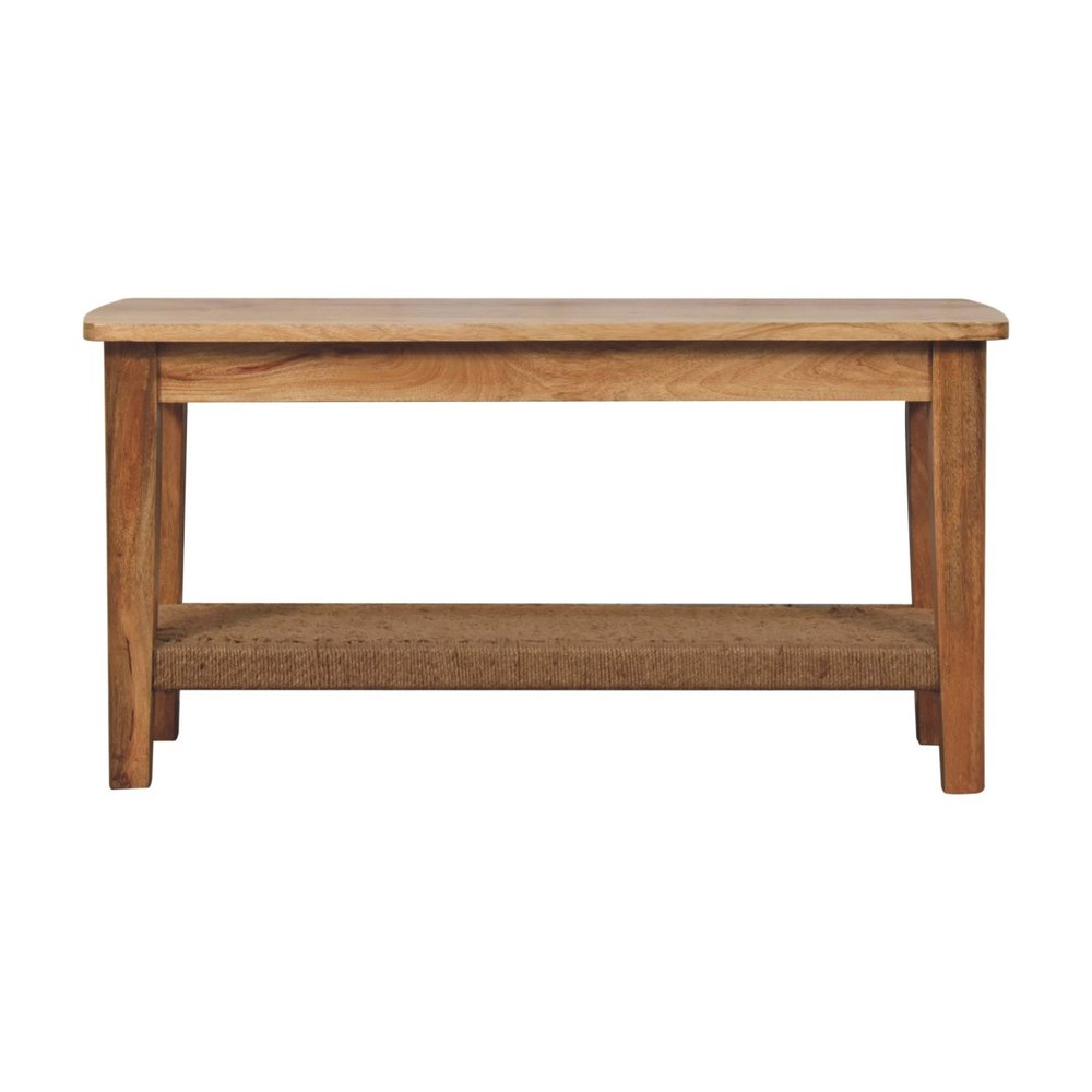 35" Oak Solid Wood Coffee Table With Shelf HomeRoots
