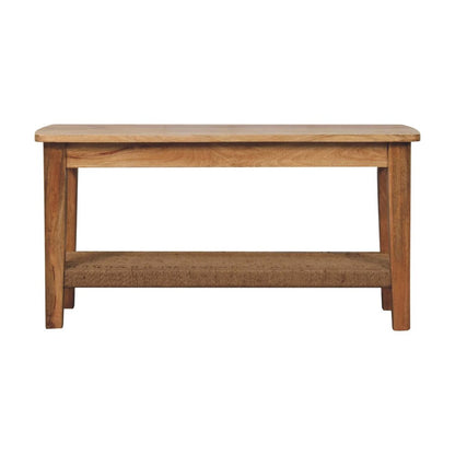 35" Oak Solid Wood Coffee Table With Shelf HomeRoots