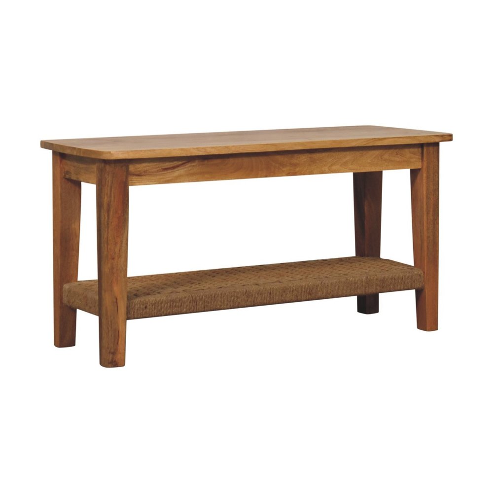 35" Oak Solid Wood Coffee Table With Shelf HomeRoots