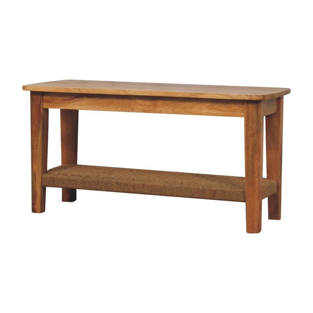 35" Oak Solid Wood Coffee Table With Shelf HomeRoots