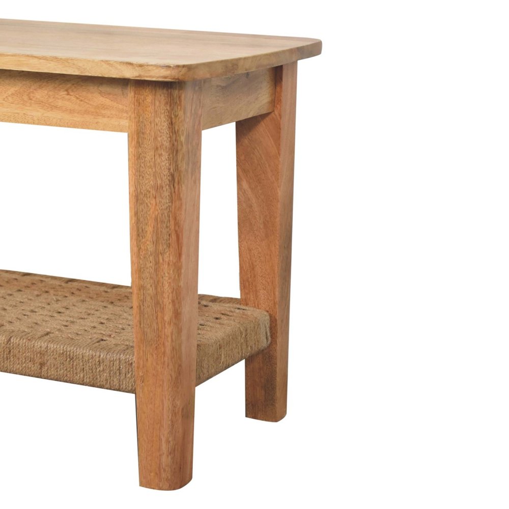 35" Oak Solid Wood Coffee Table With Shelf HomeRoots