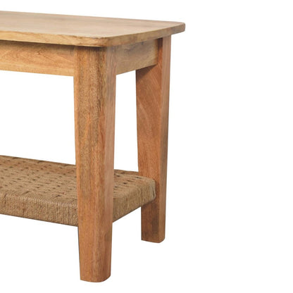 35" Oak Solid Wood Coffee Table With Shelf HomeRoots