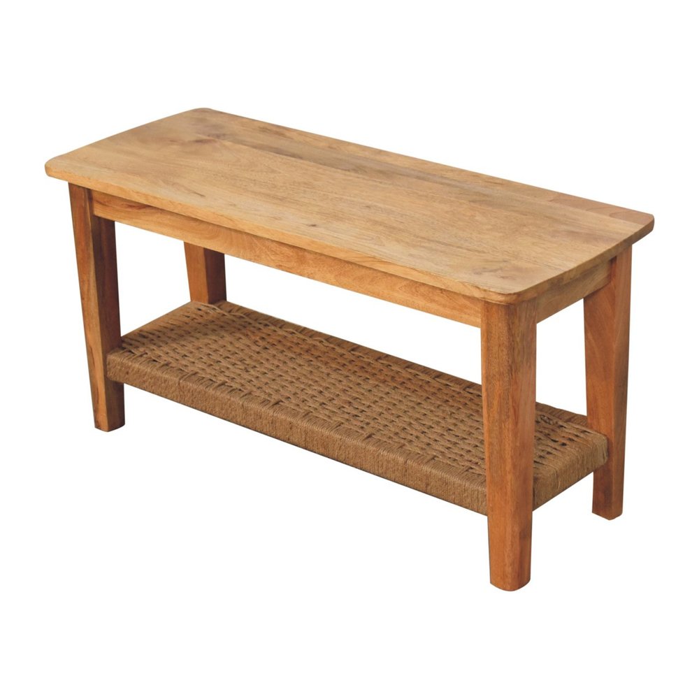 35" Oak Solid Wood Coffee Table With Shelf HomeRoots