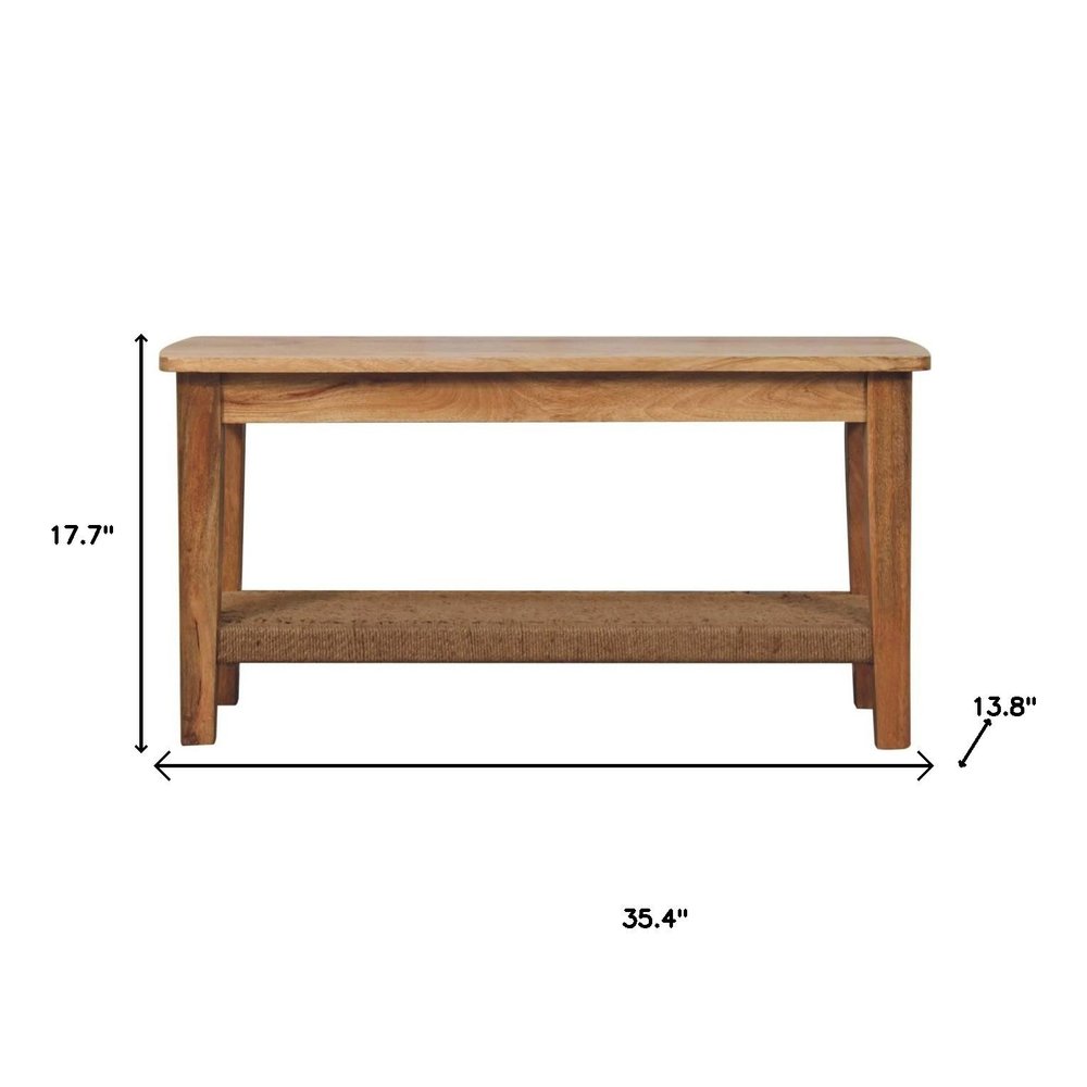 35" Oak Solid Wood Coffee Table With Shelf HomeRoots