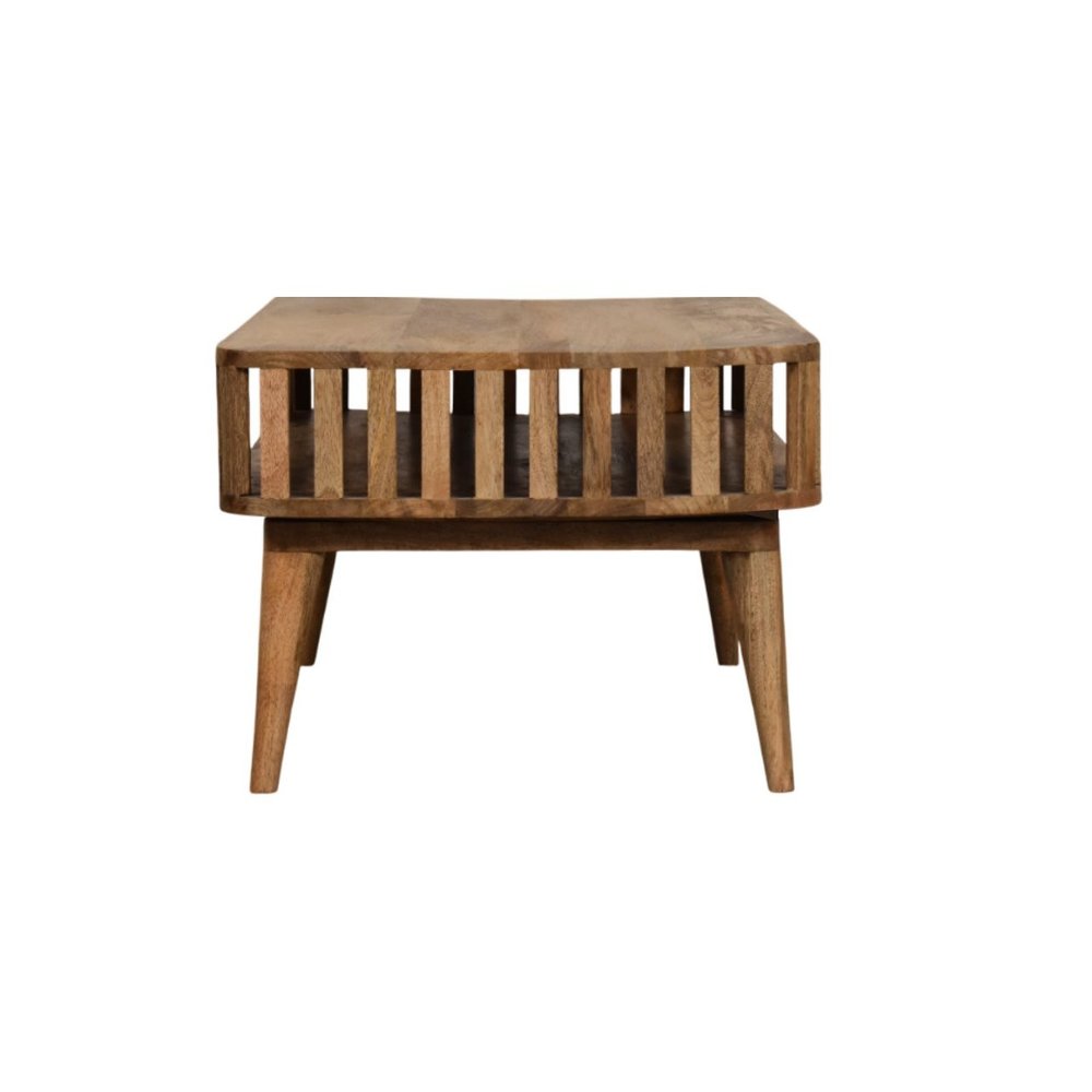 33" Oak Solid Wood Coffee Table With Shelf HomeRoots