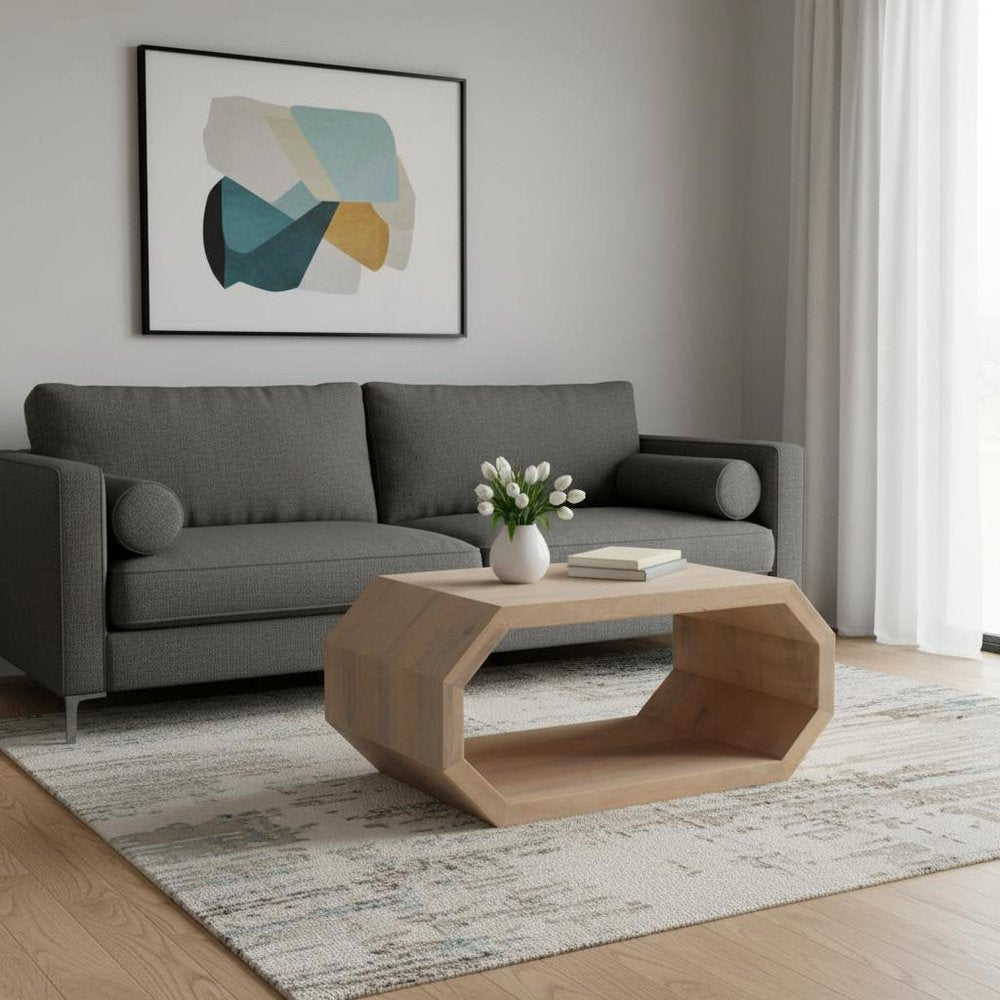 39" Natural Solid Wood Floor Shelf Coffee Table With Shelf HomeRoots