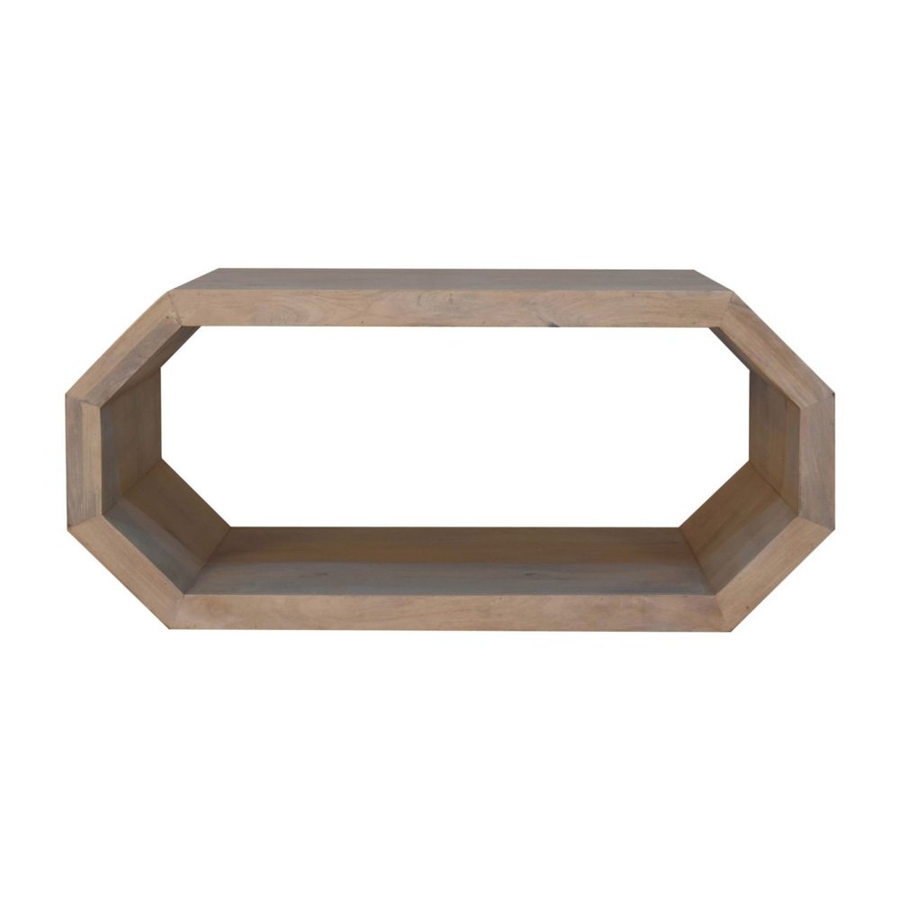 39" Natural Solid Wood Floor Shelf Coffee Table — view 1