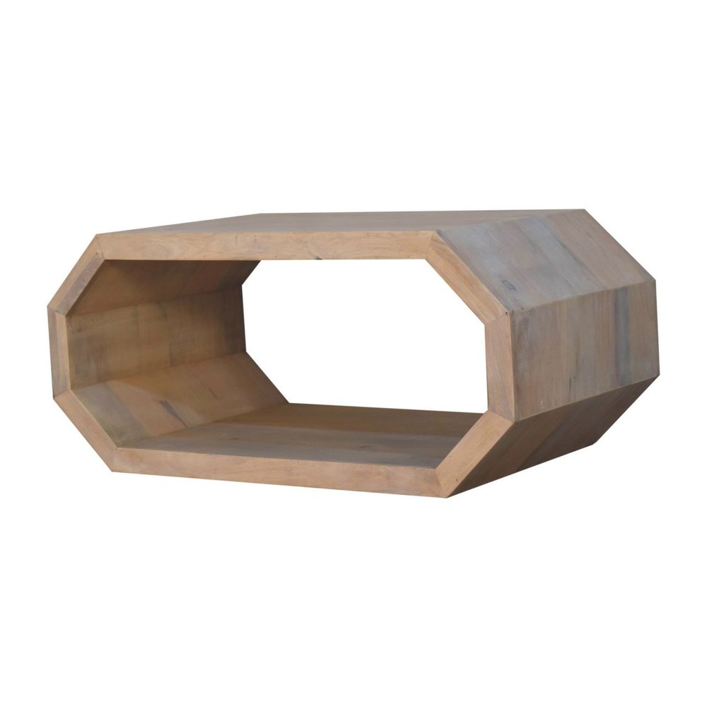 39" Natural Solid Wood Floor Shelf Coffee Table HomeRoots