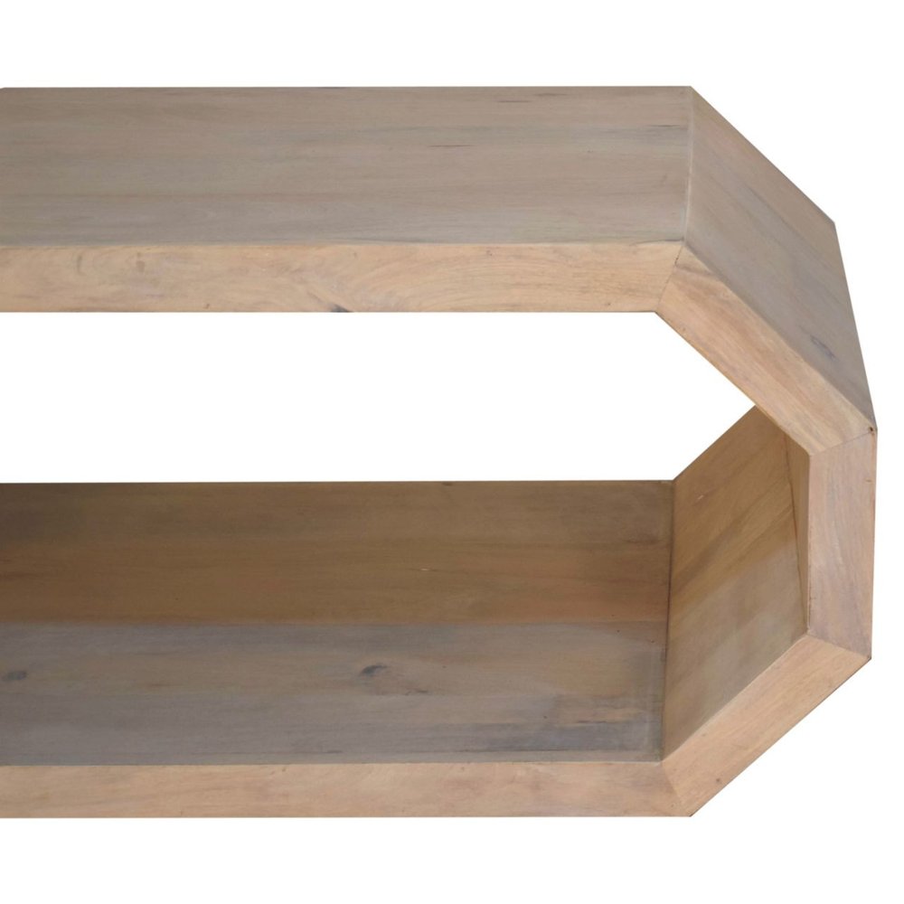 39" Natural Solid Wood Floor Shelf Coffee Table With Shelf HomeRoots