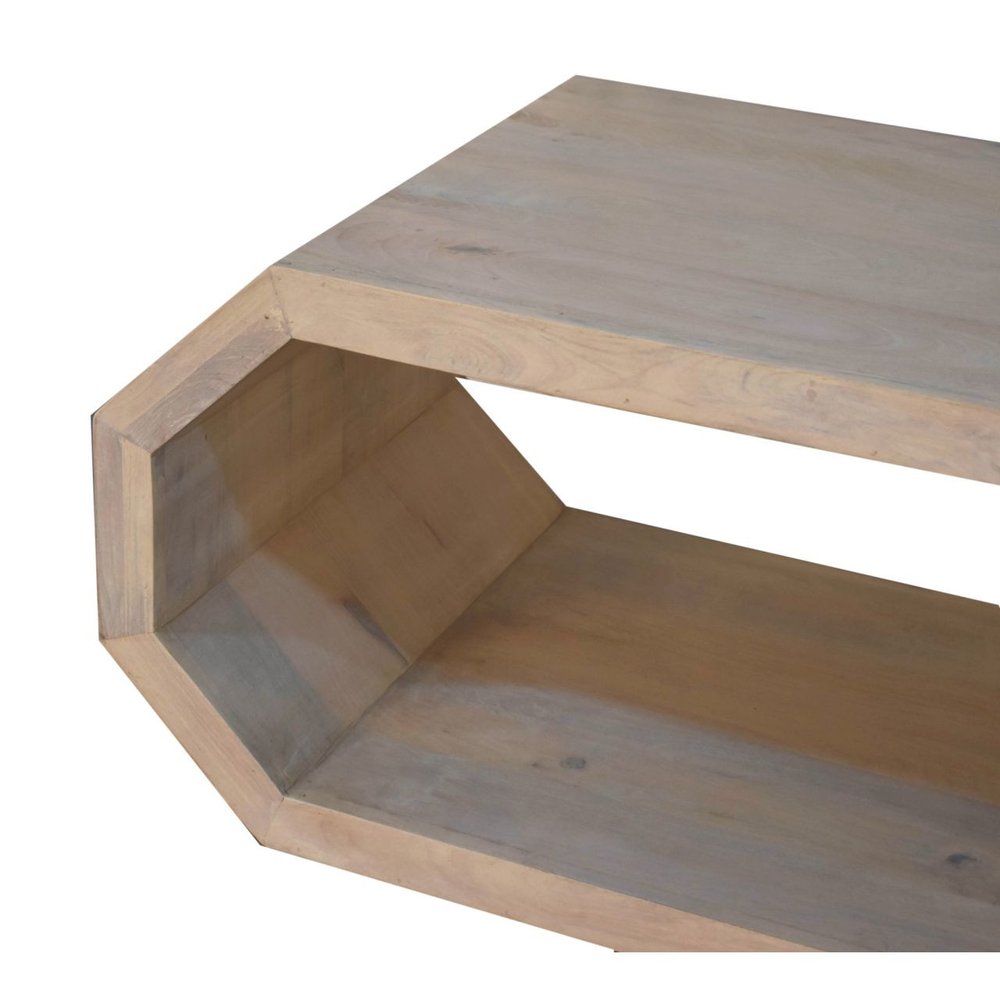 39" Natural Solid Wood Floor Shelf Coffee Table With Shelf HomeRoots