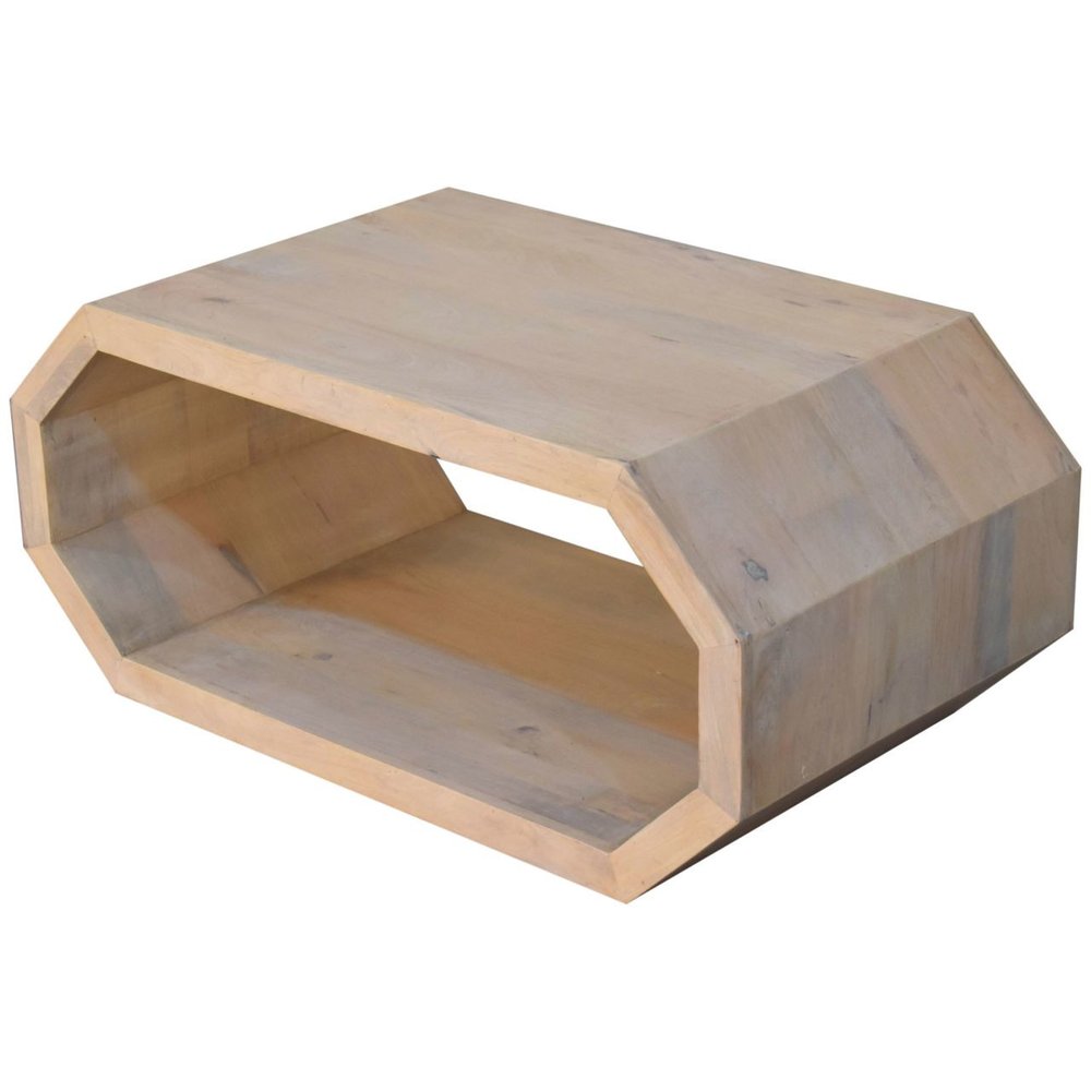 39" Natural Solid Wood Floor Shelf Coffee Table HomeRoots