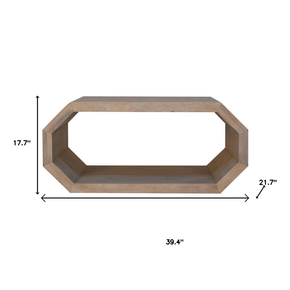 39" Natural Solid Wood Floor Shelf Coffee Table With Shelf HomeRoots