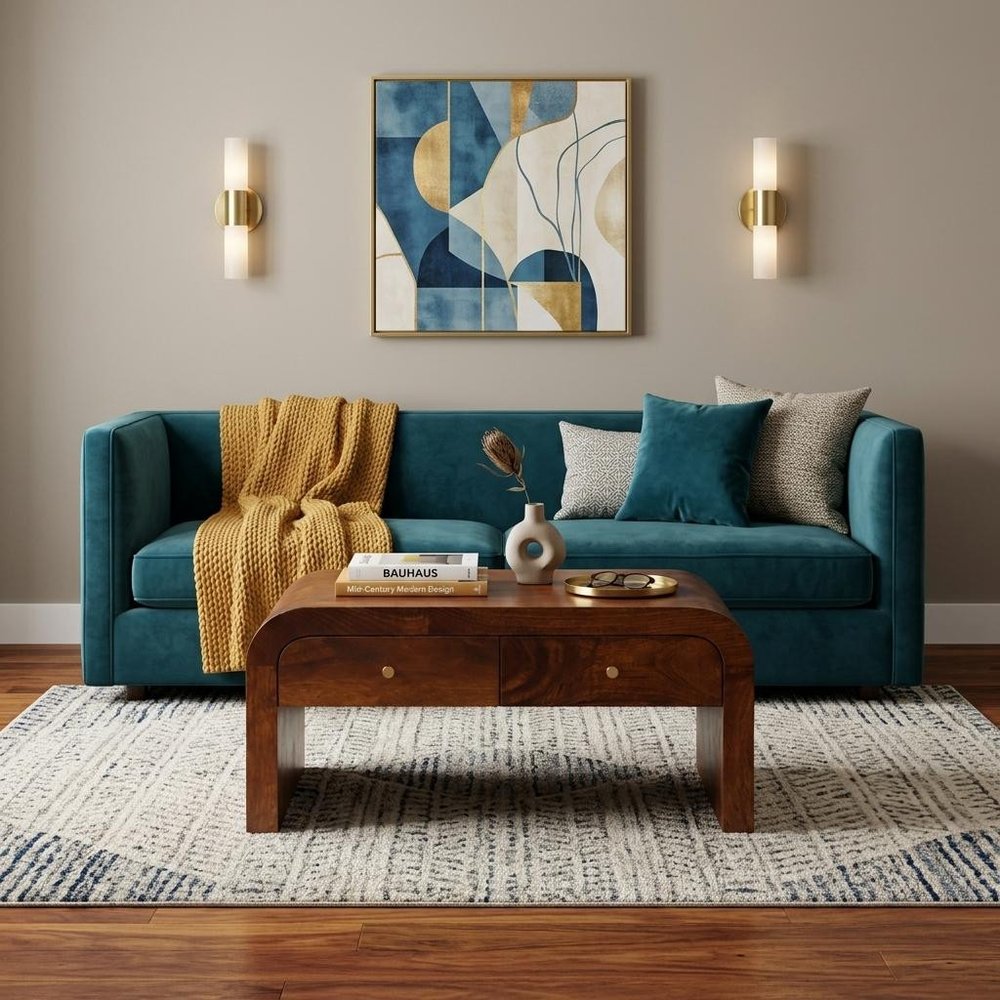32" Chestnut Solid Wood Solid Coffee Table With Four Drawers — view 10