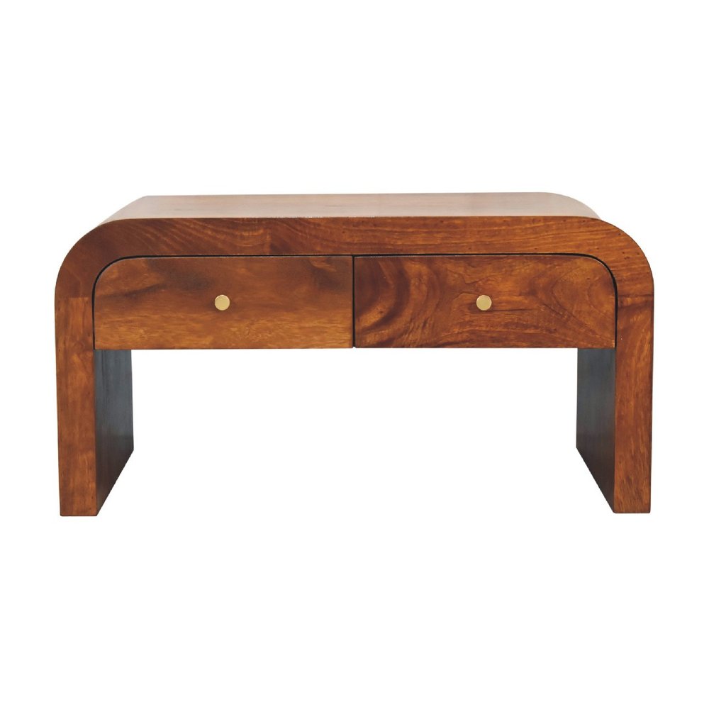 32" Chestnut Solid Wood Solid Coffee Table With Four Drawers — view 1