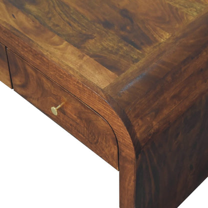 32" Chestnut Solid Wood Solid Coffee Table With Four Drawers HomeRoots