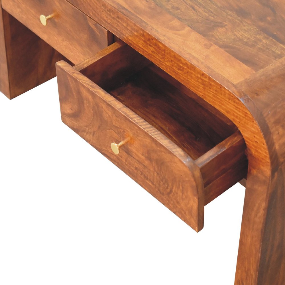 32" Chestnut Solid Wood Solid Coffee Table With Four Drawers — view 5
