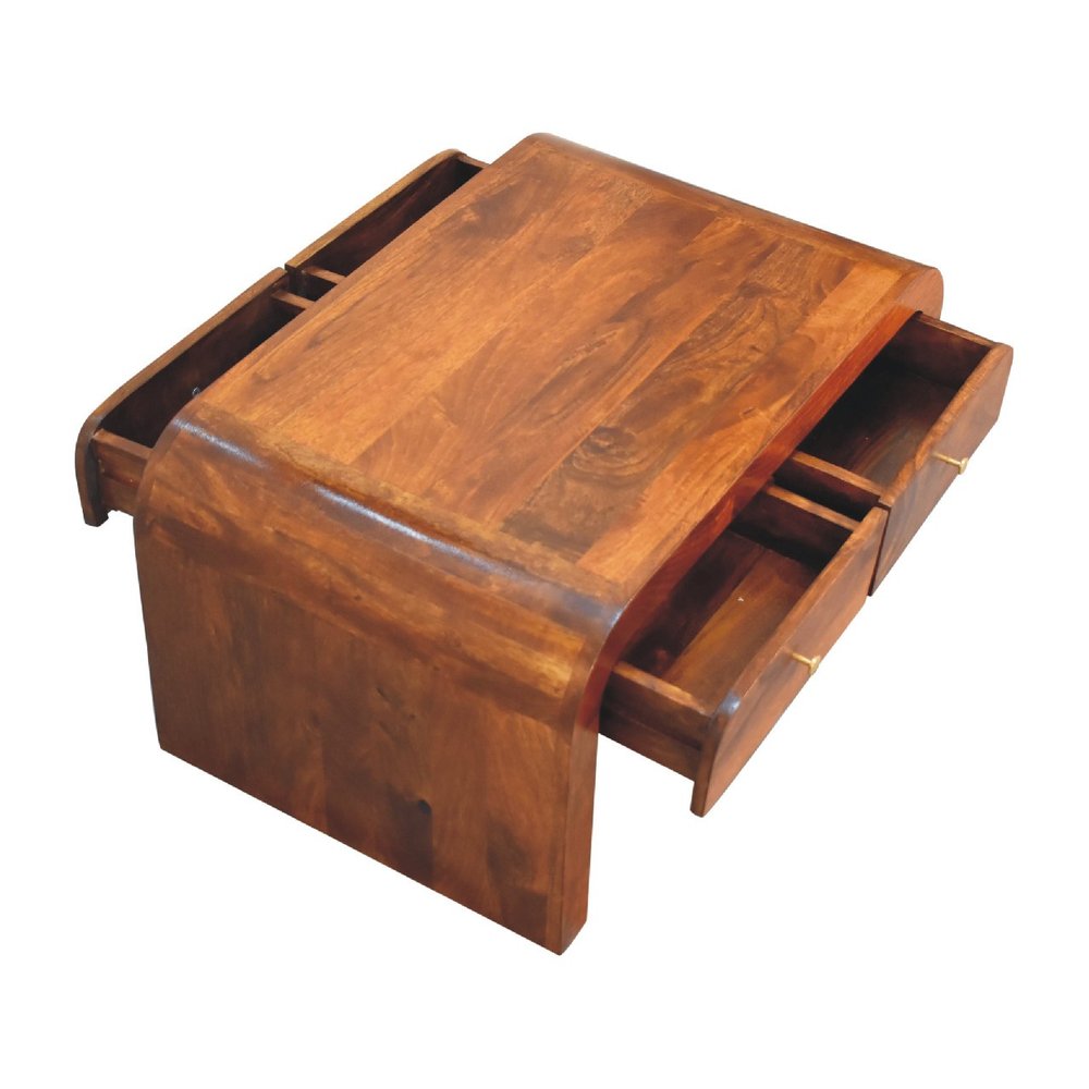 32" Chestnut Solid Wood Solid Coffee Table With Four Drawers — view 8