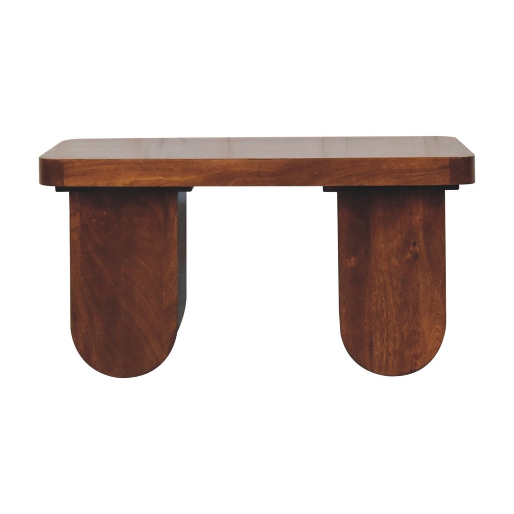32" Chestnut Solid Wood Double Pedestal Coffee Table HomeRoots