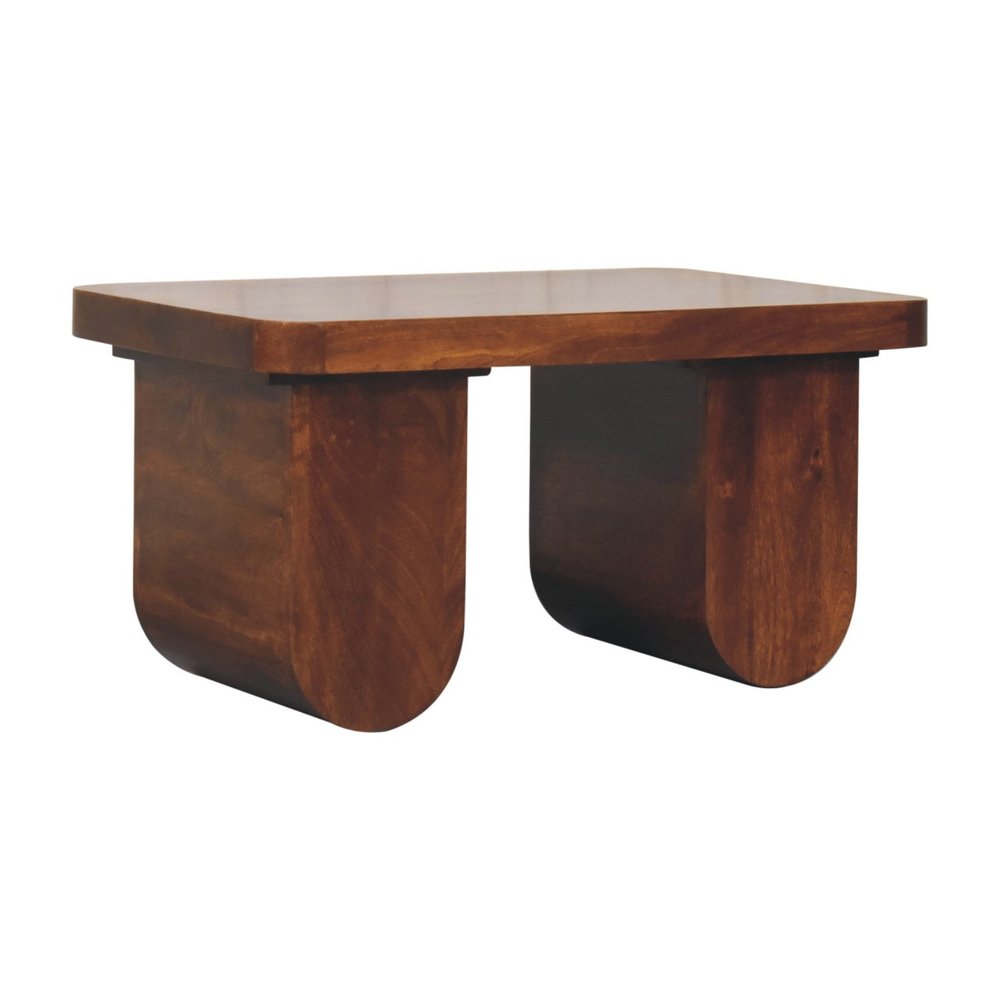 32" Chestnut Solid Wood Double Pedestal Coffee Table HomeRoots