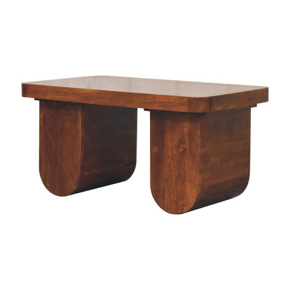 32" Chestnut Solid Wood Double Pedestal Coffee Table HomeRoots