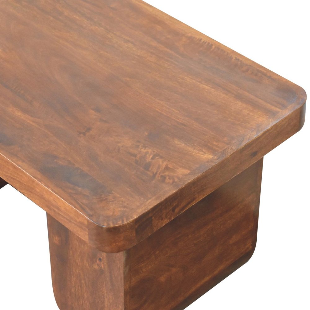 32" Chestnut Solid Wood Double Pedestal Coffee Table HomeRoots
