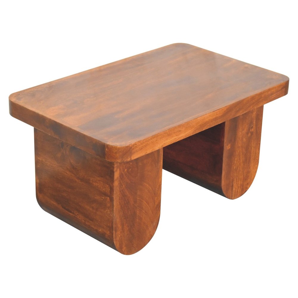32" Chestnut Solid Wood Double Pedestal Coffee Table HomeRoots