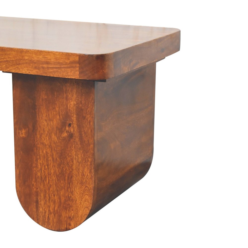32" Chestnut Solid Wood Double Pedestal Coffee Table — view 6