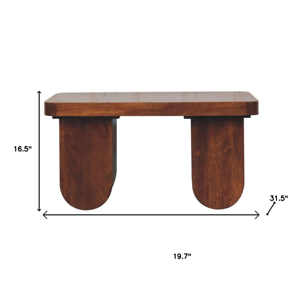 32" Chestnut Solid Wood Double Pedestal Coffee Table HomeRoots