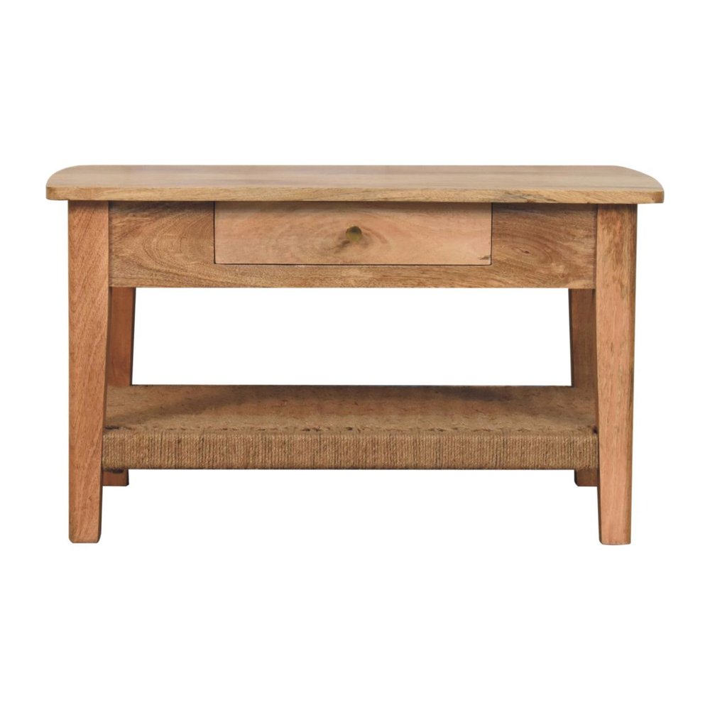32" Oak Solid Wood Coffee Table With Drawer