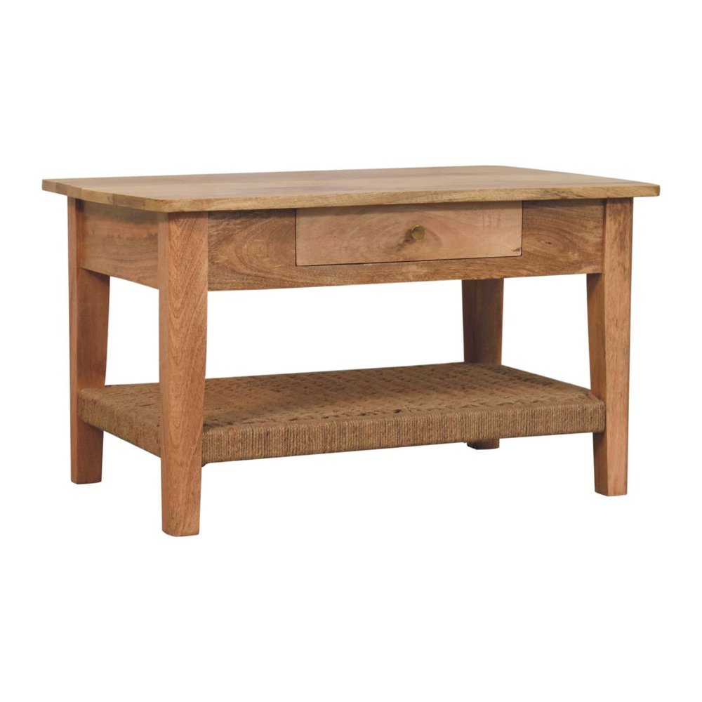 32" Oak Solid Wood Coffee Table With Drawer — view 2