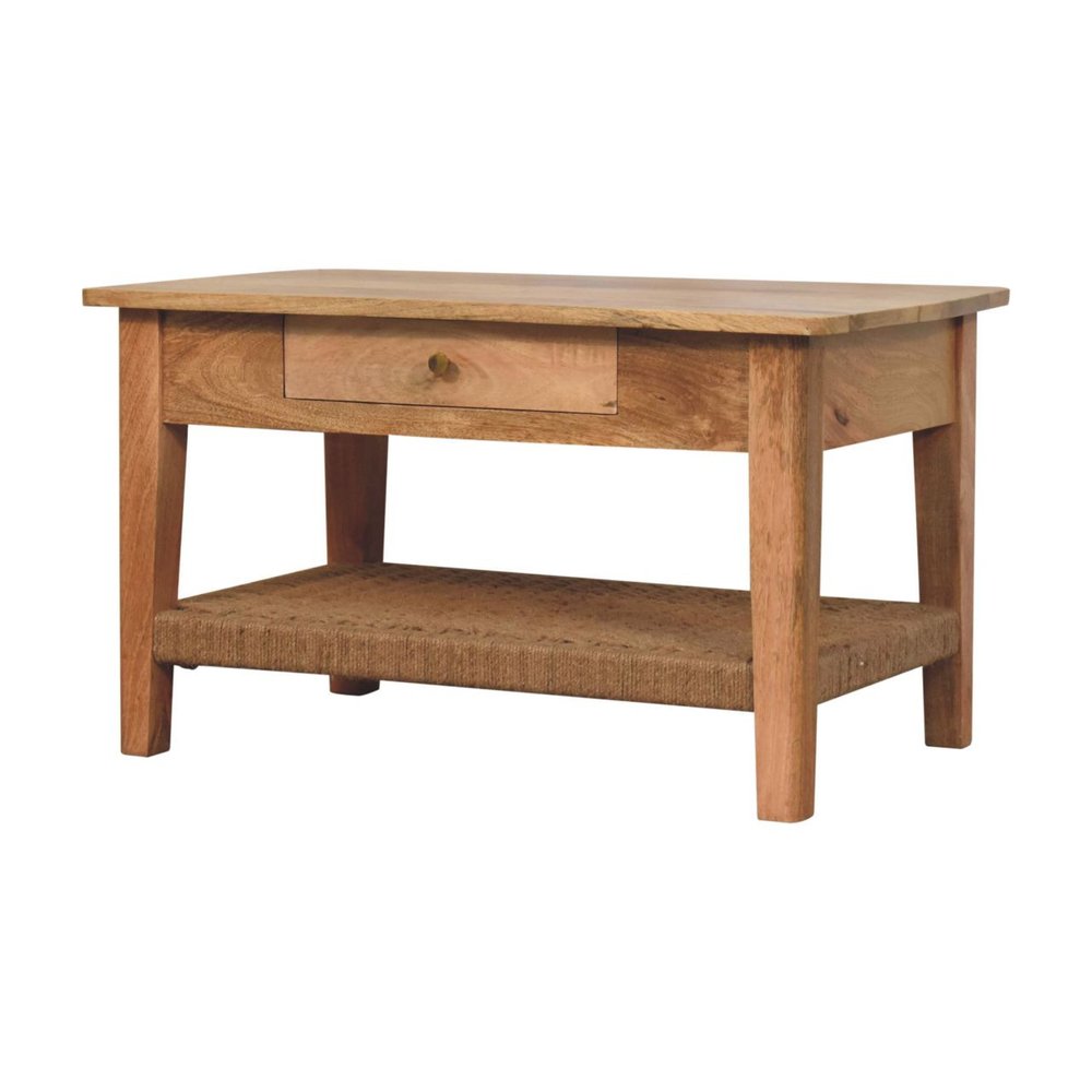 32" Oak Solid Wood Coffee Table With Drawer HomeRoots
