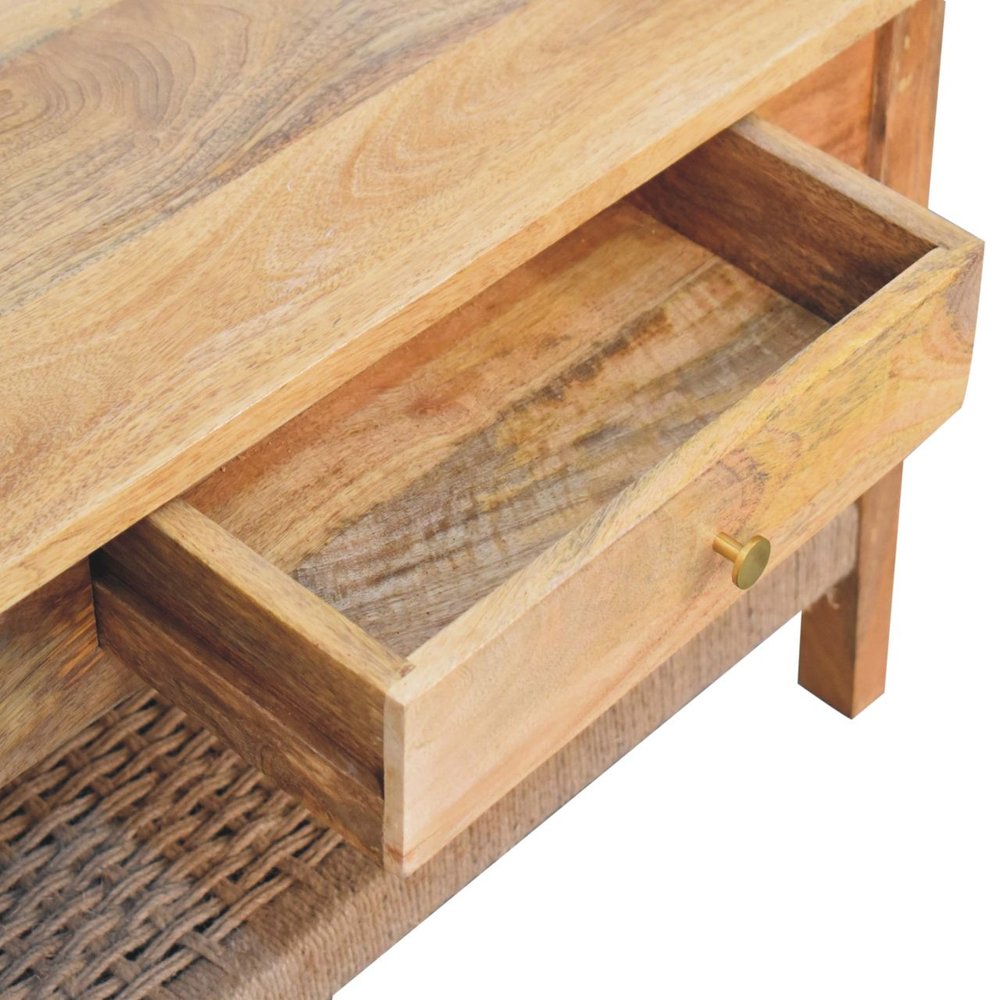 32" Oak Solid Wood Coffee Table With Drawer