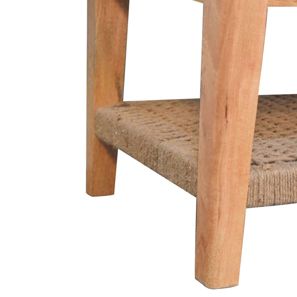 32" Oak Solid Wood Floor Shelf Coffee Table With Drawer And Shelf HomeRoots