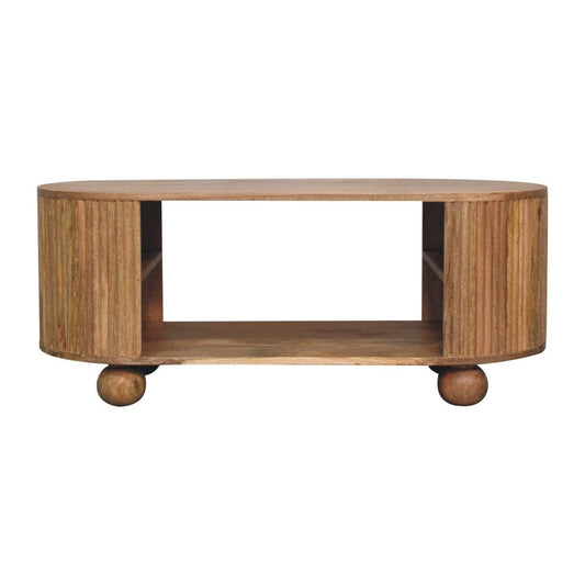 43" Oak Solid Wood Oval Coffee Table