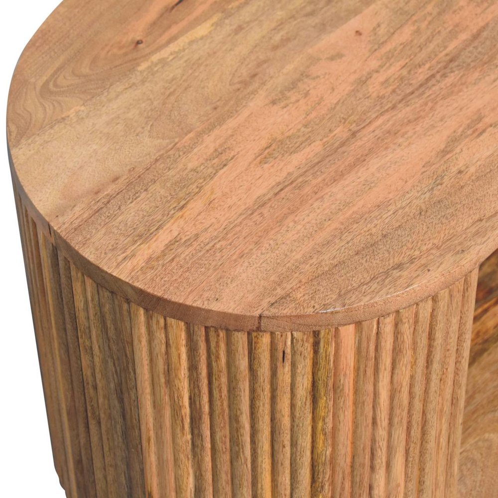 43" Oak Solid Wood Oval Coffee Table With Shelf HomeRoots